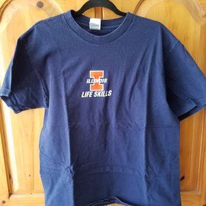Vintage Y2K Illinois Fighting Illini NCAA Team Issue Life Skills Blue Tshirt